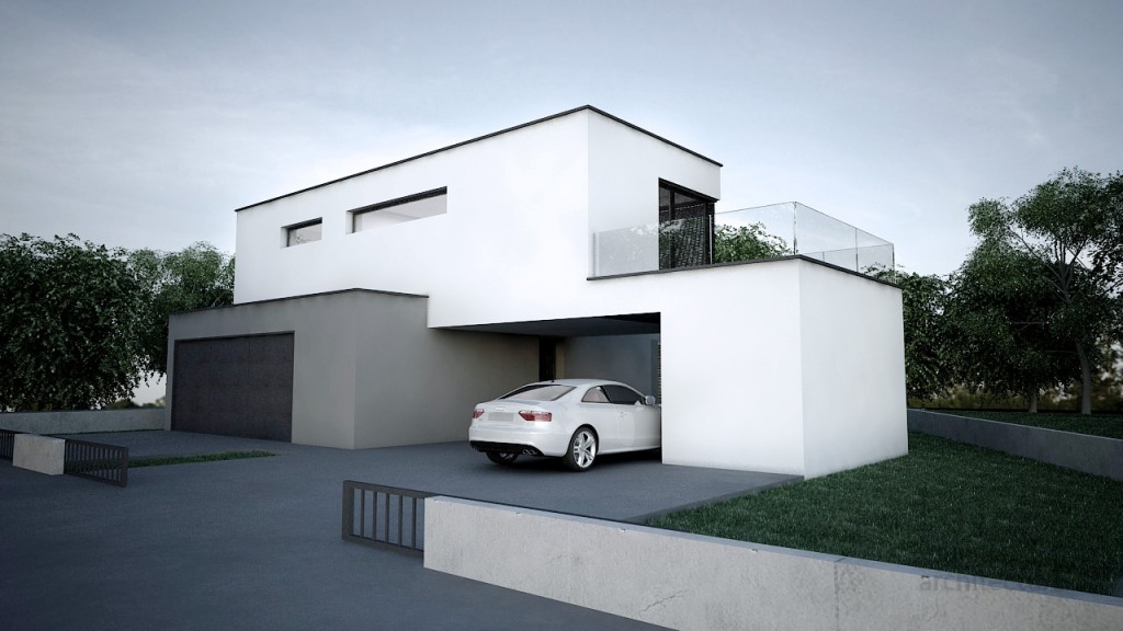 moderný dom Projekt domu s prístreškom pre autá