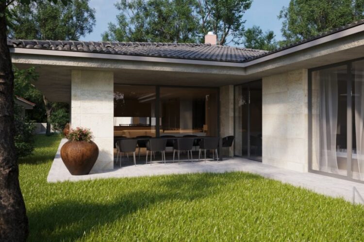 prestrešenie terasy domu bungalov