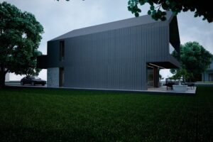 prepojenie steny a strechy v architekture