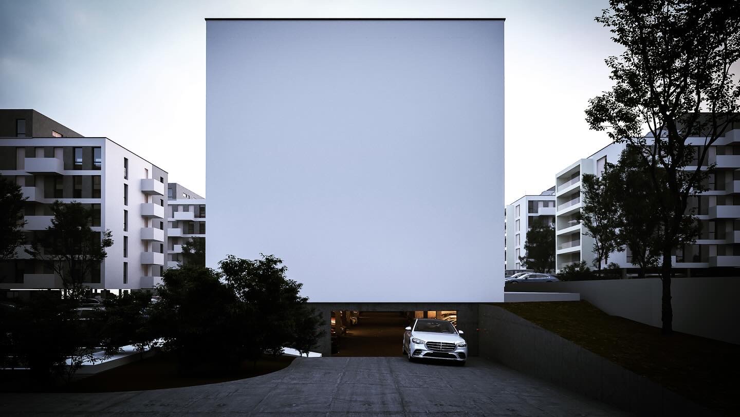 minimalistická fasáda na budove fasáda bytového domu