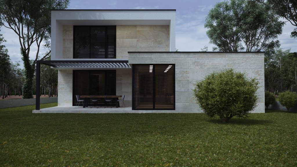 antracitová pergola projekt moderný dom projekt drevodom s pergolou