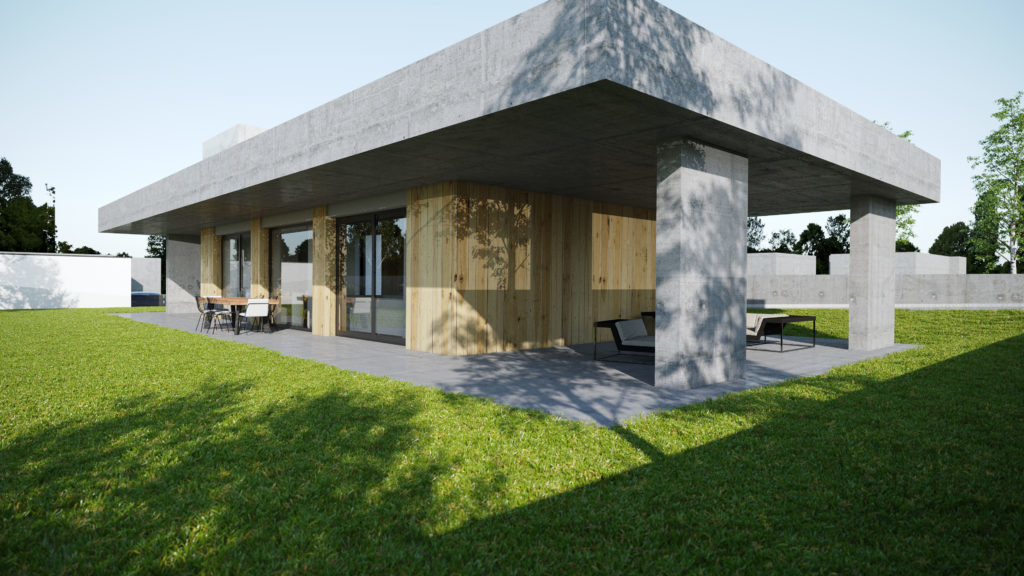 architektúra s betónu a dreva architektúra domov