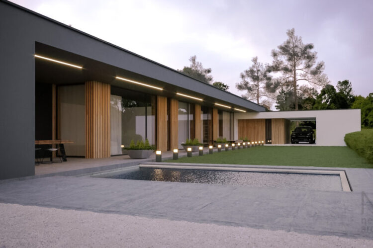 projekt domu s moderným dispozičným riešením