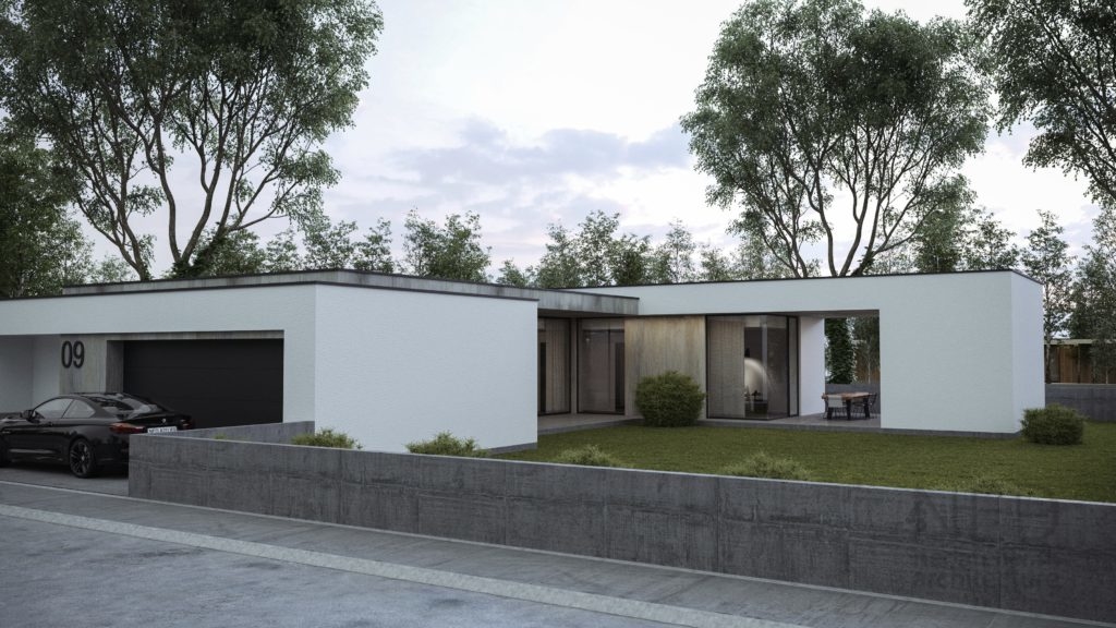 bungalov s garážou projekt návrh pekného domu