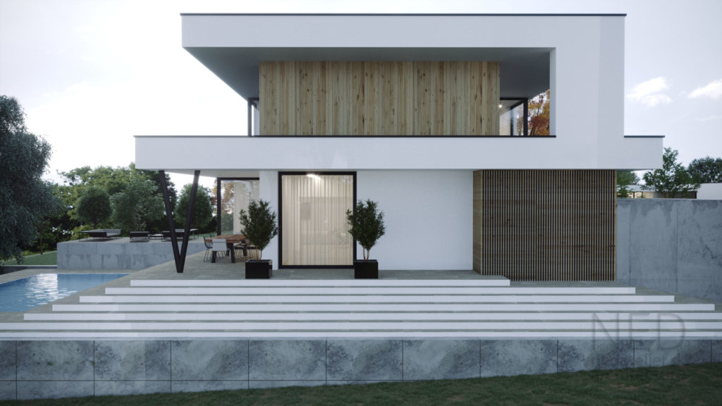drevený obklad na fasáde projekt moderného domu