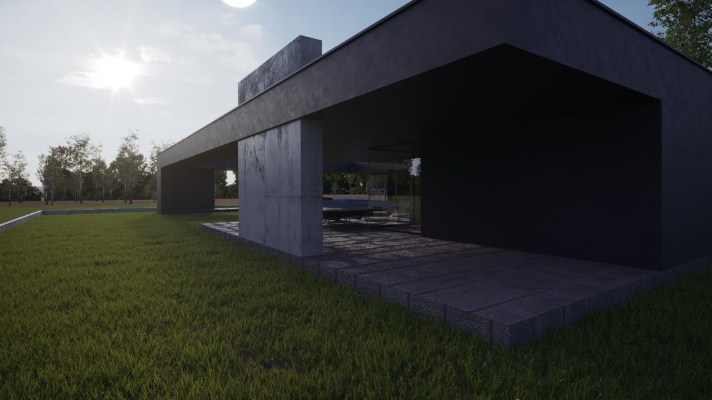 house plan moderný projekt domu s betónovým stĺpom