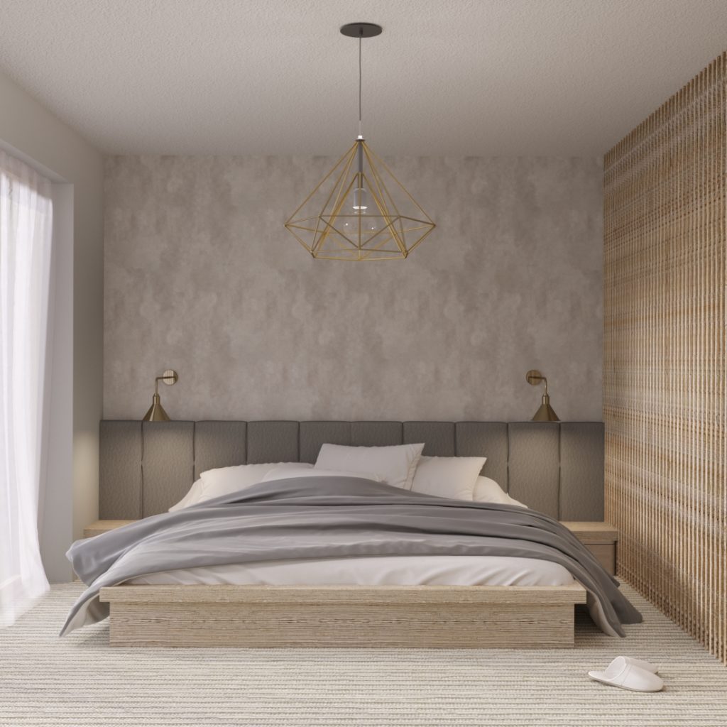 minimalistická spálňa návrh interiéru spálňe