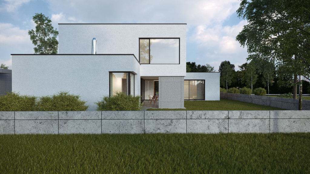 minimalistický rodinný dom projekt domu s komínom