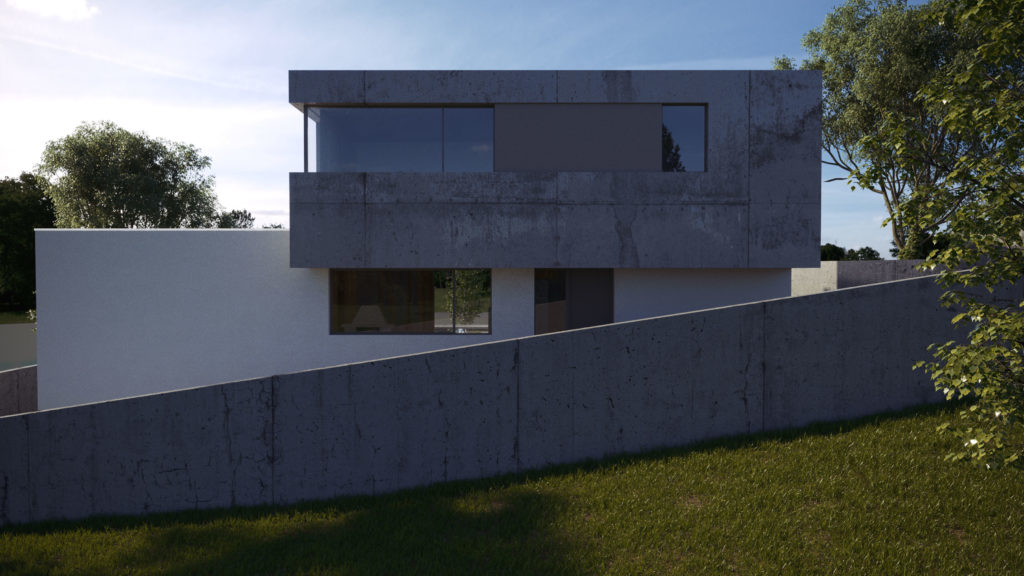moderná betónová architektúra projekty domov s konzolami