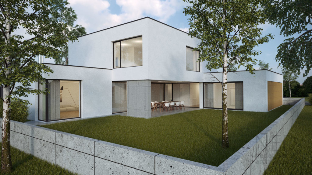 moderný projekt moderný dom s krytou terasou
