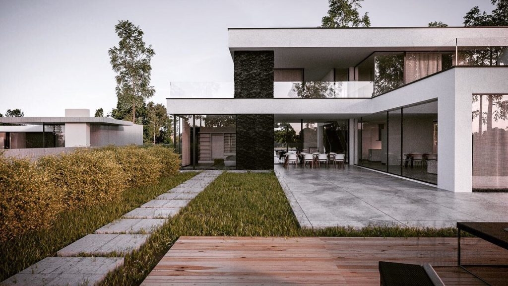 moderný projekt domu s kameňom projekty moderných domov