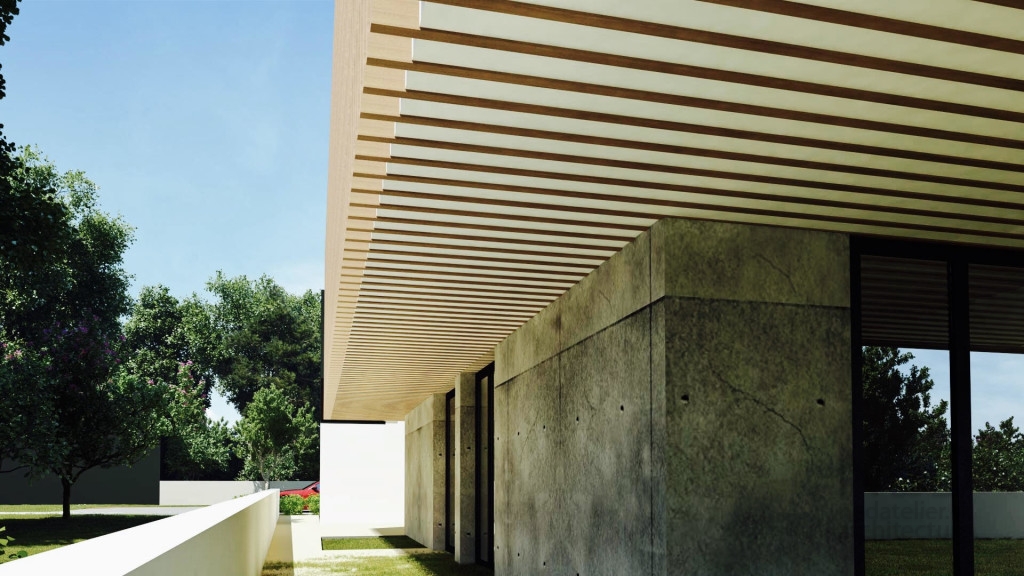 pergola domu projekt domu s dreveným obkladom