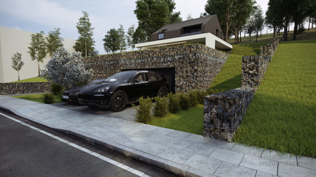 projekt domu s gabionom dom vo svahu gabionové ploty