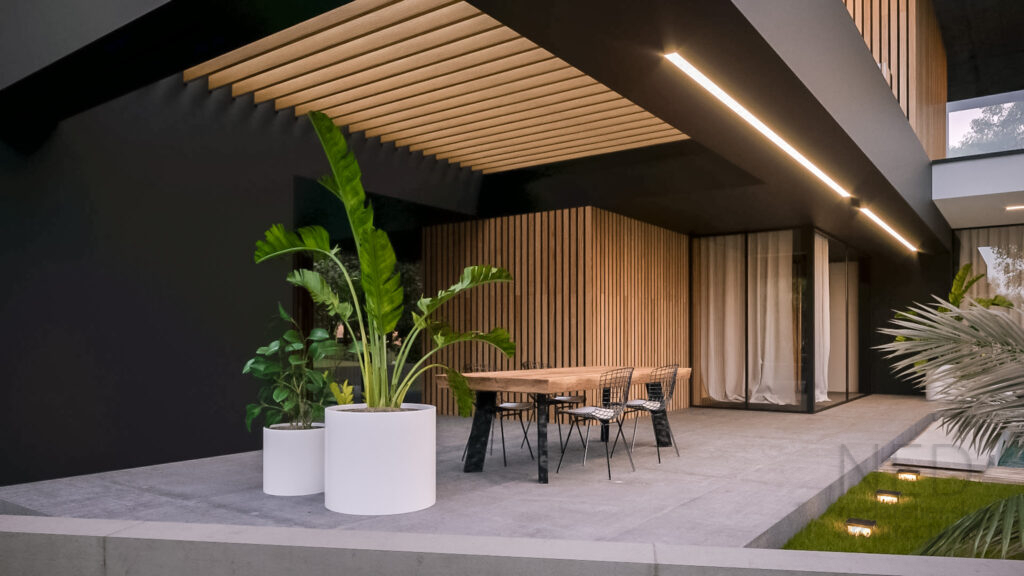 projekt moderného domu s terasou projekt domu s pergolou