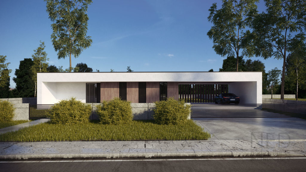 projekt moderný bungalov dom bez garáže projekt