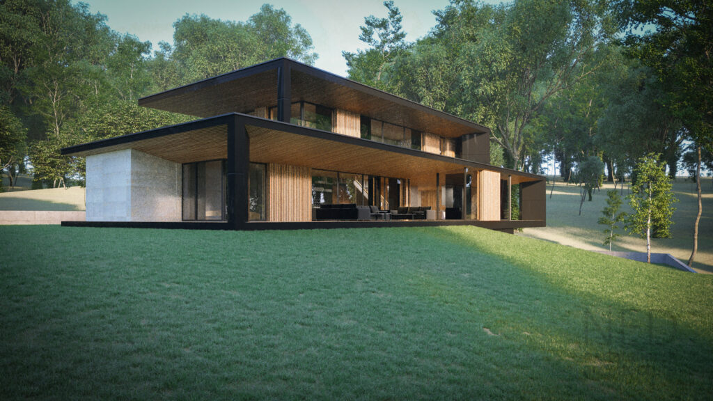 projekt poschodového domu vo svahu moderný rodinný dom projekt do svahu