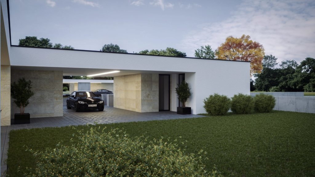 samostatná garáž návrh moderného domu s parkovaním