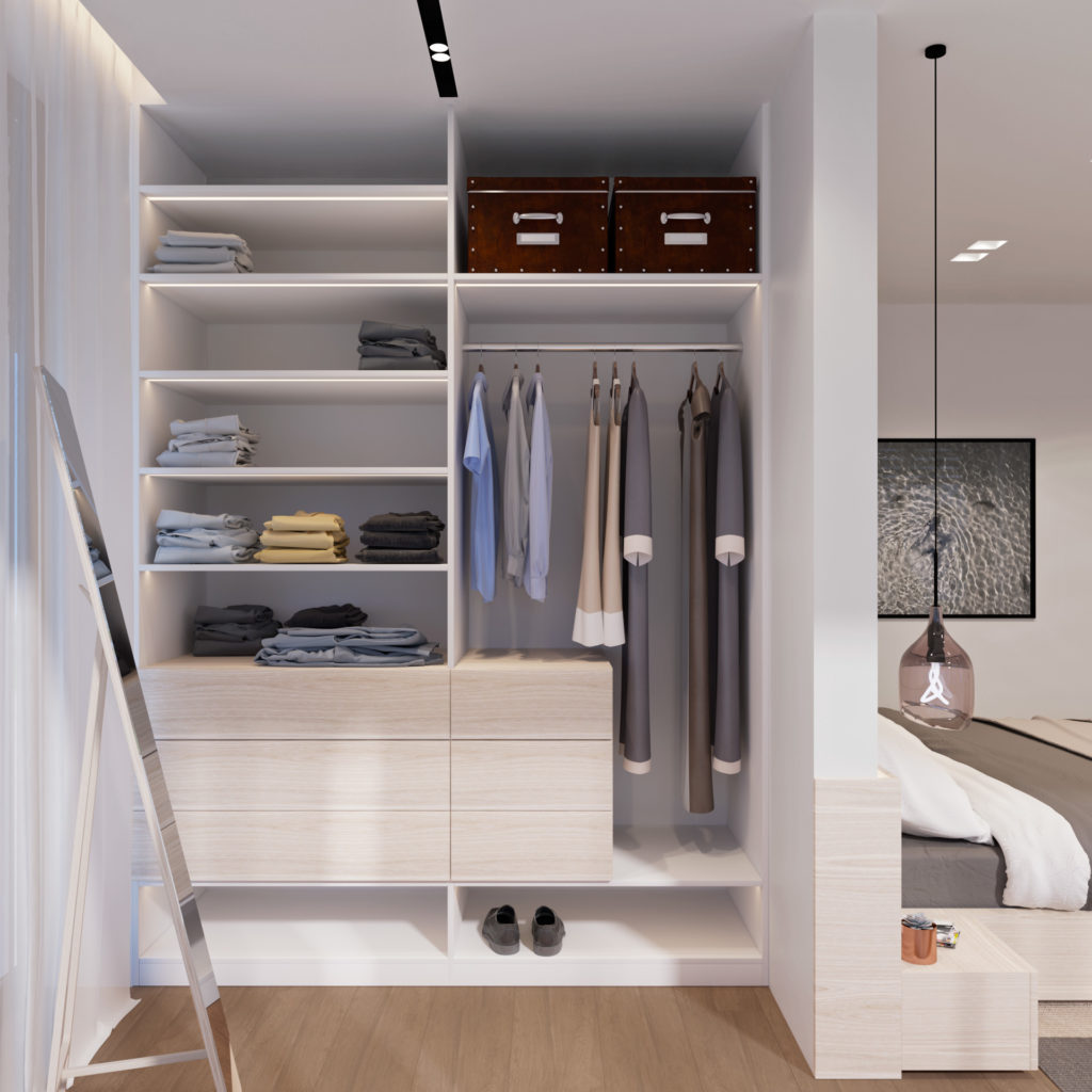šatník v spálni walk in closet v spálni