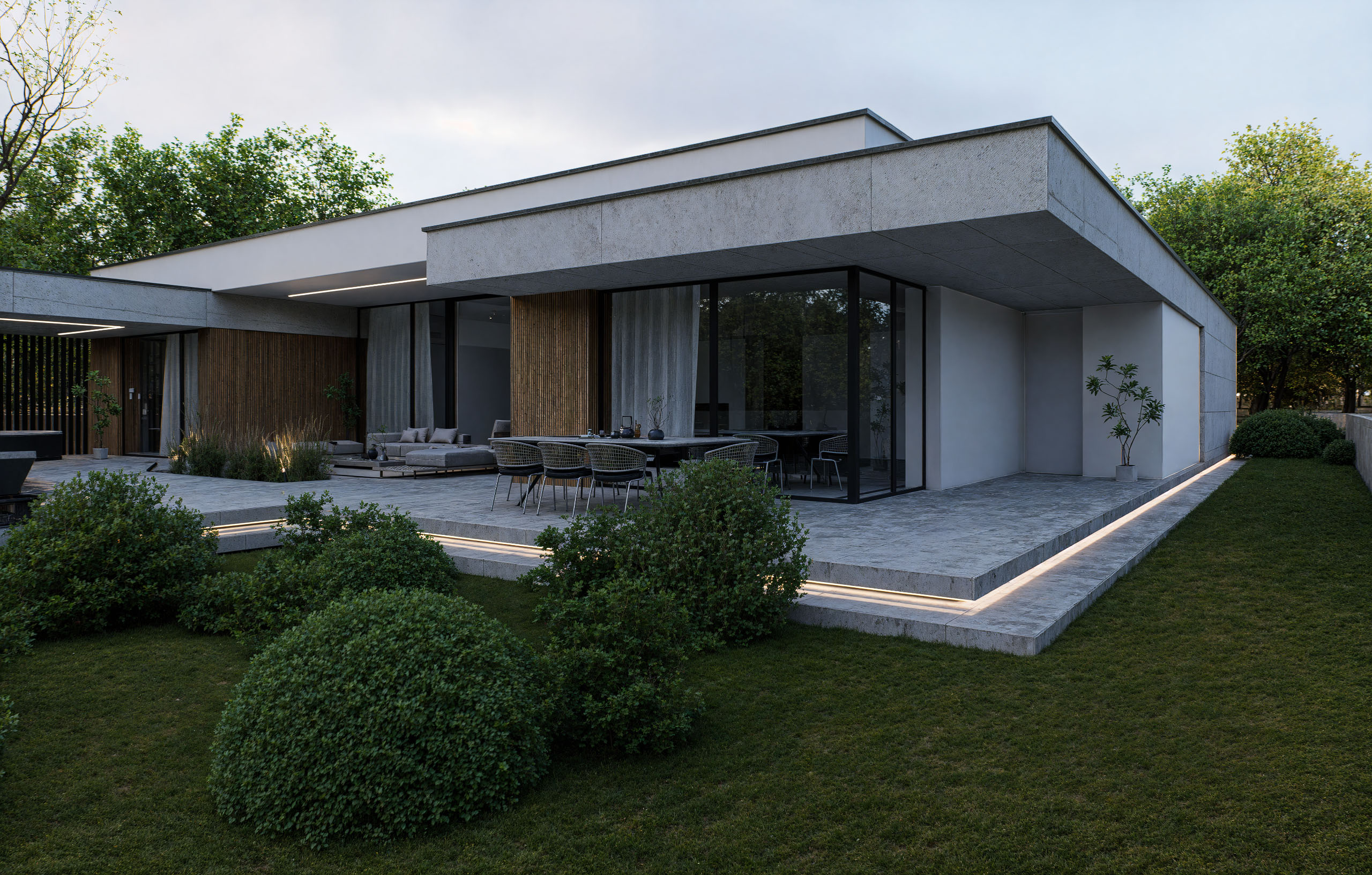 moderný projekt domu sedenie v modernom dome na terase