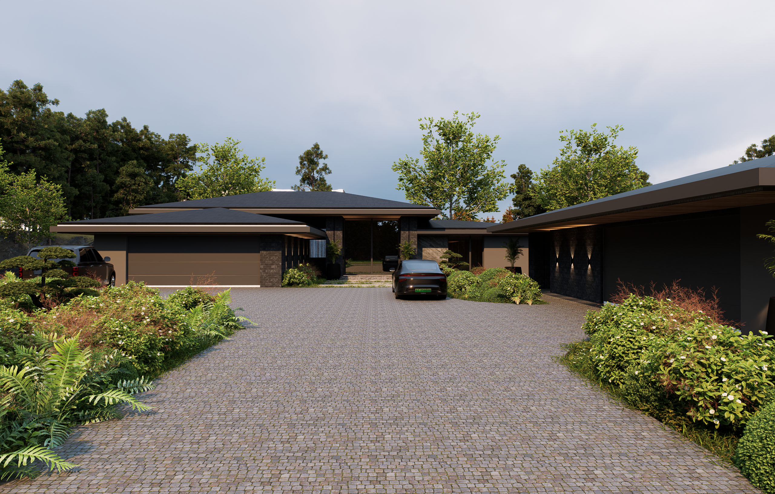 moderný bungalov príjazd k vila TICH